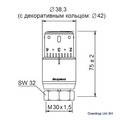 Термостат Oventrop Uni SH М30x1.5 белый/хромированный  - 1